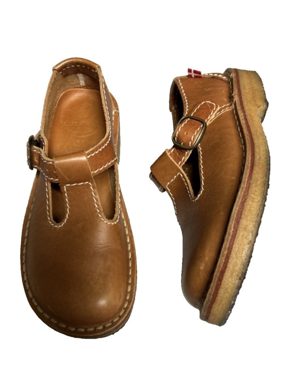 Duckfeet Lolland Women’s Mary Jane Style Buckle Shoes Tan Leather Crepe Danish